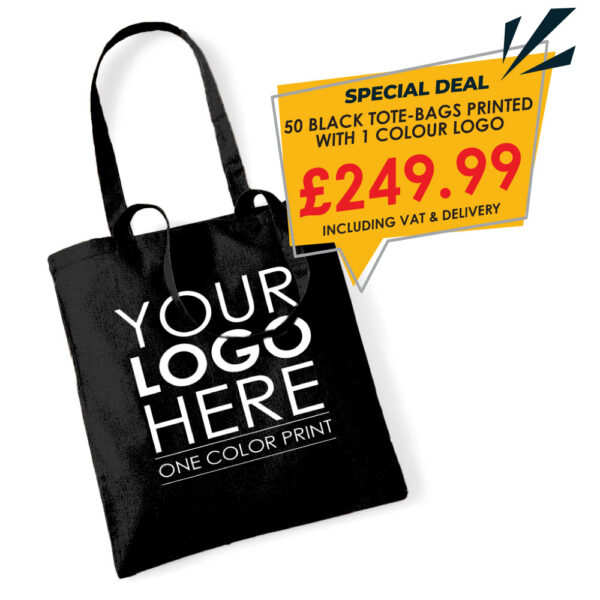 50-Printed- Black-Tote-Bags Deal