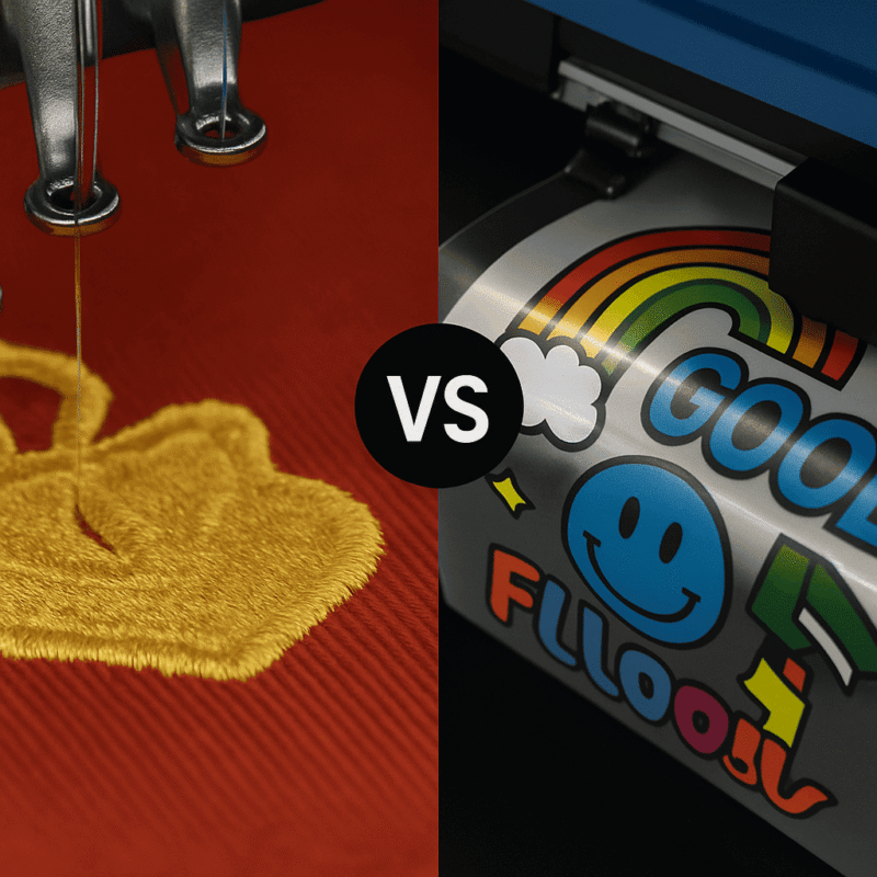 Embroidery vs DTF Printing